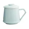 Conjunto de três peças de caneca de cerâmica para escritório com separador de chá e tampa, caneca pessoal, presente de mão, xícara de chá para logotipo