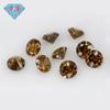 Huagang gema doble agujero redondo circón marrón piedra desnuda perforación color circonita cúbica sintética desnuda Diamante