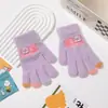 Luvas de Outono e Inverno para Crianças, Meninos e Meninas, Luvas de Lã Tricotadas Fofas de Cinco Dedos para Ciclismo, Luvas Quentes e Anticongelantes