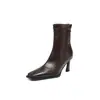 Botas Elegantes de Tacón Alto Botas Elásticas para Mujer 2026 Otoño/Invierno Nuevas Punta Cuadrada Tacón de Aguja Cremallera Trasera Botines Versátiles para Mujer
