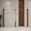 Estante de exhibición de ropa para tienda de ropa de pared, estante de piso para tienda de ropa de mujer, color nogal, estante de exhibición de acero inoxidable para tienda de ropa infantil.