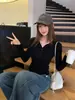 Blusa de Base Gola Alta em Tricô para Mulheres, Suéter de Lapela Estilo Novo para Usar por Baixo, Top Justo