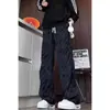 Jeans Jacquard Estilo High Street Novo Verão 2026 para Homens, Calças Retas Largas Tendência, Calças Casuais Americanas