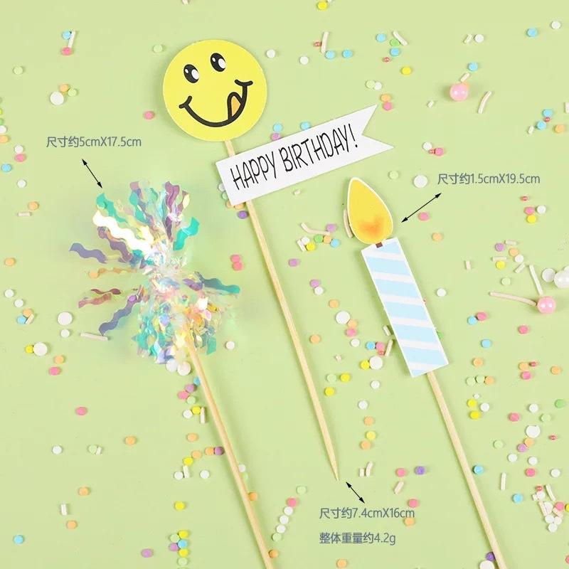 雨丝+卡通笑脸+火焰蜡烛