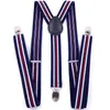Primavera y Verano moda fresca individual unisex tirante fino rayado elástico 3 clips correa