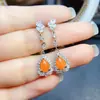 Venta al por mayor de fábrica Populares Pendientes de Ópalo de Fuego Natural Plata S925 Incrustado Piedra Principal 6*8 Joyería de Lujo Venta Directa de Fábrica