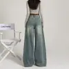 Jeans vintage de pierna ancha talla grande para mujer, nuevo estilo primavera y otoño, para figura de pera, adelgazantes, holgados, con caída, casual, pantalones de largo hasta el suelo