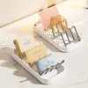 Jabonera de Acero Inoxidable para Baño, Soporte de Jabón con Drenaje para Encimera sin Taladro, Caja de Jabón de Alta Gama para Baño del Hogar