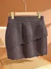 Falda de Encaje Francés de Doble Capa 100% Lana Pura para Mujer, Falda de Punto Corta Bodycon Estilo Lápiz, Cintura Elástica, Ajuste Ceñido al Cuerpo, Falda de una Sola Pieza que Resalta las Caderas