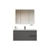 Juego de gabinete de baño de aleación de aluminio tipo panal, que incluye lavabo cerámico, lavamanos y mueble tocador con espejo