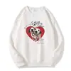 Sudadera de felpa pesada con cuello redondo para mujer, nuevo estilo otoño/invierno, diseño moderno americano con un lindo estampado de perro, top versátil y casual de corte holgado