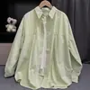 Comércio Exterior Camisa Azul de Algodão Coreana Tops Femininos Primavera, Outono e Verão Proteção Solar Solta Casual Manga Longa Camisa Jaqueta Tendência