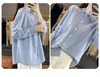 Cardigan Tricotado Andy de Veludo com Gola Polo Feminino Colorido com Listras Verticais Casual Simples Solto Manga Longa Botões Jaqueta