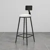Taburete de bar moderno minimalista con respaldo, silla de barra de hierro de patas altas de madera maciza retro, silla de bar estilo americano