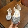Primavera 2025, nueva moda coreana para niñas, zapatos de princesa brillantes y fáciles de combinar, tacones altos de perla de verano.