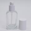 Guangzhou 30ml Frasco de Vidro Transparente Quadrado Plano com Fundo Espesso Frasco para Essência Frasco para Loção Tampa de Camada Dupla Hot Stamping Personalizado