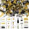 Set de Vajilla para Fiesta de Temporada de Graduación 2026 Negro Platos de Papel para Adultos Vasos de Papel Pancarta de Graduación Mantel de Mesa para Fiesta Pe