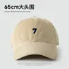 Boné de baseball de veludo cotelê Outono e Inverno masculino e feminino circunferência da cabeça grande mostra o rosto bordado pequeno número 7cem combinar estilo coreano boné com aba moda