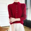 Suéter de cuello alto medio para mujer, suéter casual de punto, moda otoño e invierno, ajustado, 100% lana pura, tejido, versátil, básico