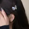 Grampo de Cabelo Elegante com Pérolas para Mulheres, Presilha de Metal com Laço Preto, Presilha Lateral de Alto Padrão, Presilha para Franja, Simples Presilha Bico de Pato