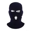 Gorro de punto de tres agujeros transfronterizo, gorro de lana perforado de color liso, turbante para ciclismo al aire libre, gorro con máscara facial a prueba de viento en stock