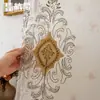 Cortinas Bordadas con Patrón de Diamantes Estilo Europeo Transfronterizo, Cortinas Transparentes Doble Capa Bordadas de Lujo Ligero para Sala de Estar y Dormitorio