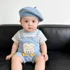 Macacão de Bebê Recém-Nascido de Manga Curta, Estilo Fino de Verão, Roupa Fofa de Verão para Meninos e Meninas Pequenos para Sair
