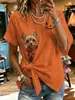 Colección de verano nueva para mujer transfronteriza de Amazon Europa y América 2026: Camiseta estampada de manga corta con corte holgado y dobladillo anudado