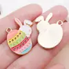 Nuevo Dibujo Animado Lindo Conejo Huevo de Pascua Goteo de Aceite Colgante de Aleación de Zinc Colgante Accesorios de Joyería para Pulsera DIY