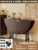 Mesa Plegable para Uso Doméstico, Mesa de Comedor Redonda para Apartamentos Pequeños, Mesa de Comedor Sencilla para Apartamentos de Alquiler, Mesa Redonda Grande Móvil