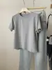 Camiseta feminina de algodão escovado, manga curta, gola redonda, cor sólida simples, estilo coreano, modelo básico outono 2026, modeladora e versátil