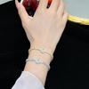 Pulsera de oro real electrochapado de lujo ligero con circonita de diamantes completa para mujer, temperamento nicho, hebilla geométrica, pulsera ajustable, joyería de celebridad en línea