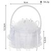 Nueva caja creativa para anillos de boda, exquisita, con asa pequeña, cojín para anillo de dama de honor, caja de embalaje para anillo del Día de San Valentín bordada en blanco