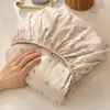 Lençol de Elástico Dupla Camada de Gaze Enrugada de Kapok Classe A Peça Única Cobertura de Cama de Dormitório Estudantil Peça Única Dupla Cobertura de Colchão Doméstico Colcha