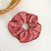 Scrunchie Vermelho Doce de Bolinhas Estilo Coreano Elástico de Cabelo Xadrez de Alta Qualidade Faixa de Cabelo de Alta Elasticidade Corda de Cabelo Versátil para Mulheres