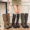 Botas de combate Martin estilo coreano vintage desgastadas, el mismo modelo de Jang Won-young, tacón grueso de nicho, botas de trabajo plegables con hebilla de cinturón, botas apiladas para mujer
