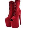 Botas Europeas y Americanas para Pole Dance con Diseño de Boca de Pez, Tacones Ultra Altos de 20 cm, Botas de Moda Sexys de Talla Grande, Gamuza Multicolor de Exportación Europea y Americana