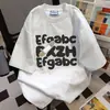 Camiseta Retro Coreana com Estampa de Letras Manga Curta para Mulheres Verão 2025 Nova Casual Solta Vintage Top Ins
