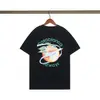 Camiseta Unissex de Manga Curta Verão Casa Masculina Transfronteiriça Casablanca Azul Quadrado Gradiente Estampa de Logo com Letras