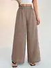2026 Comercio Electrónico Transfronterizo Europeo y Americano Estación Independiente Amazon Nuevo Estilo Moda Color Sólido Fruncido Elástico Pantalones de Pierna Ancha para Mujer