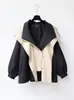 Moda Femenina Otoño 2026 Nuevo Amazon Transfronterizo Corte Holgado Con Capucha Cremallera Patchwork Gabardina