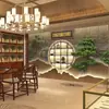 Papel de parede de balcão de loja de pedras de jade esmeralda estilo chinês Loja de joias Tecido de fundo para decoração de estúdio ao vivo Papel de parede de cena de vitrine de jade