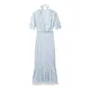 Vestido elegante de moda para mujer 2026, estilo europeo y americano transfronterizo, con cuello en V, cinturón adelgazante, diseño estampado y de empalme