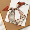 Pañuelo pequeño de seda de doble cara, raya pequeña, para mujer, primavera y otoño, para combinar con camisa, pañuelo versátil, cinta para el pelo, lazo para bolso, cinta de bufanda
