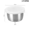 Plato pequeño de acero inoxidable 304 con tapa, taza para ketchup de 40 ml, plato para aderezo de ensalada, taza de salsa portátil a prueba de derrames