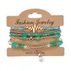 Pulsera Bohemio Multicapa de Cuentas Pulsera con Patrón de ECG de Personalidad Longitud Ajustable Conjunto de Pulseras para Mujer