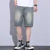 Shorts Jeans Masculino de Verão 2026, Calça Tendência Versátil de Corte Solto Estilo Coreano, Shorts Jeans de Comprimento Médio Estilo Ins