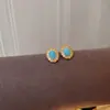 Novo Conjunto de Colar com Pingente de Pedra do Mar Vintage para Mulheres, Nicho de Luxo Leve, Corrente para Clavícula Azul, Anel e Brincos
