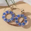 Pendientes Tejidos de Cristal con Círculo de Flores de Colores Lujo Accesible Nicho Pendientes de Gama Alta Moda Europea y Americana Pendientes Elegantes para Mujer