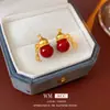 Pendientes de Calabaza Estrella de Resina Electrochapada en Oro Real, Nuevos Pendientes de Moda Estilo Chino Retro, Pendientes de Gama Alta de Nicho al por Mayor